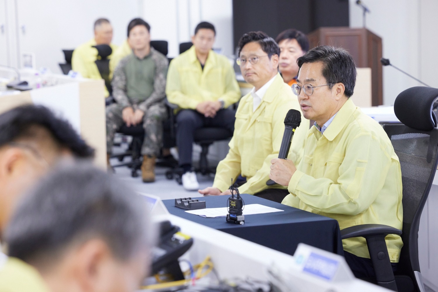 2023년 을지연습 최초 상황보고 회의에서 김동연 지사가 당부말을 하고 있다.