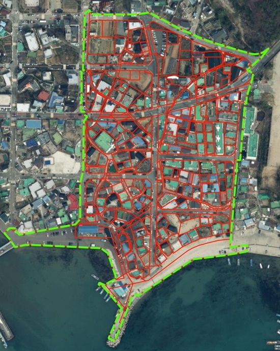 기장군 일광이천3지구 항측도(군은 지난 5월 일광이천3지구에 대해 지적재조사사업을 완료하고 현실경계와 지적도를 일치화했다).(제공=부산 기장군)