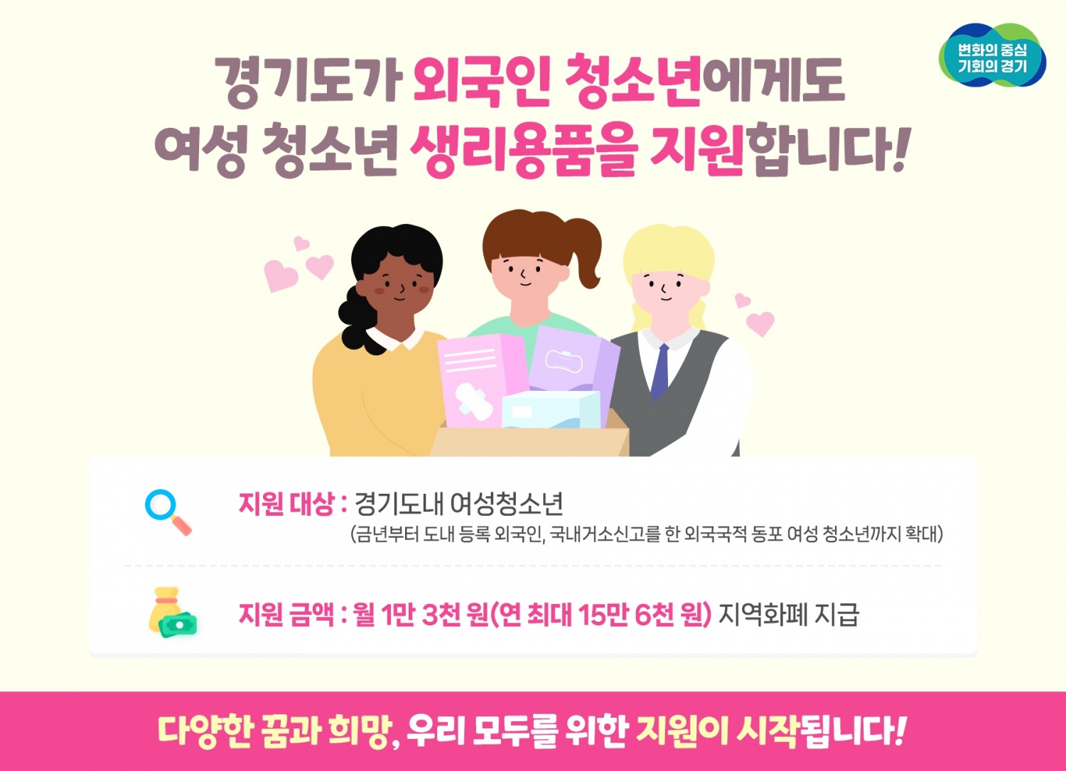 생리용품 지원확대 안내