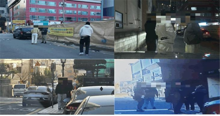 조합원들을 감시하는 신원 미상의 인원들.(사진=제보자)