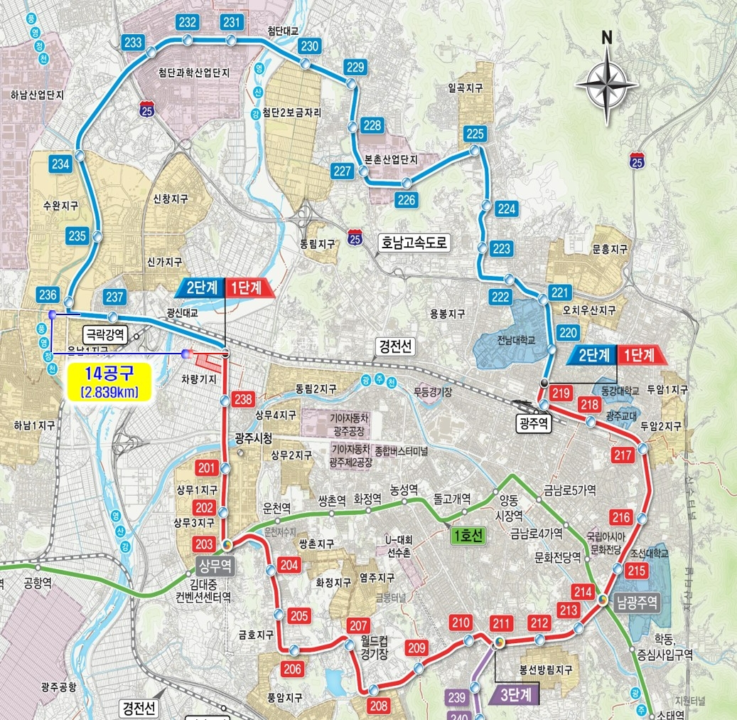 광주 도시철도 2호선 2단계 2단계 14공구 위치도.(사진=쌍용건설)
