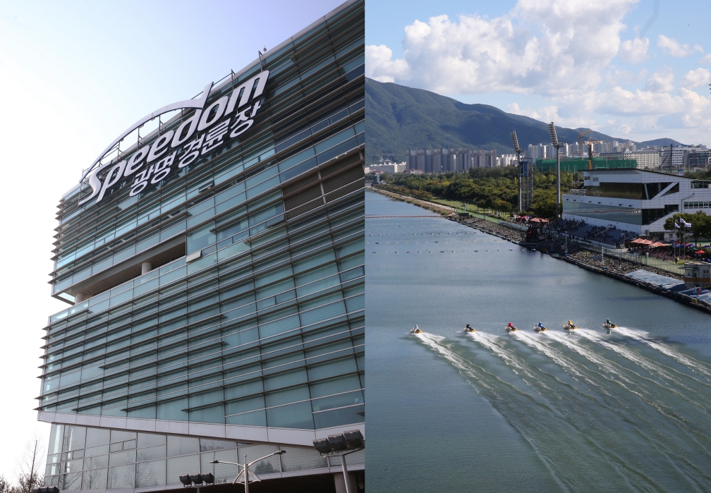 광명스피돔(왼쪽)과 하남 미사리 경정장 전경. (사진=국민체육진흥공단)