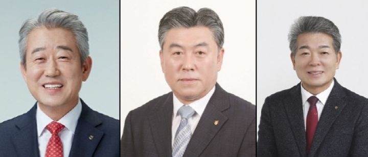 왼쪽부터 강호동·송영조·조덕현 농협중앙회장 후보. (사진=중앙선거관리위원회 )