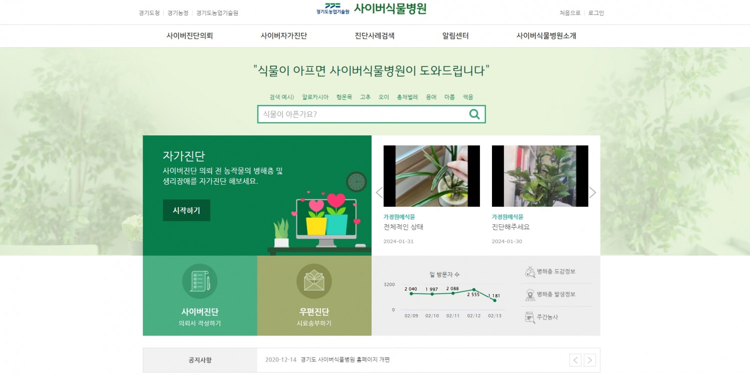사이버식물병원 홈페이지