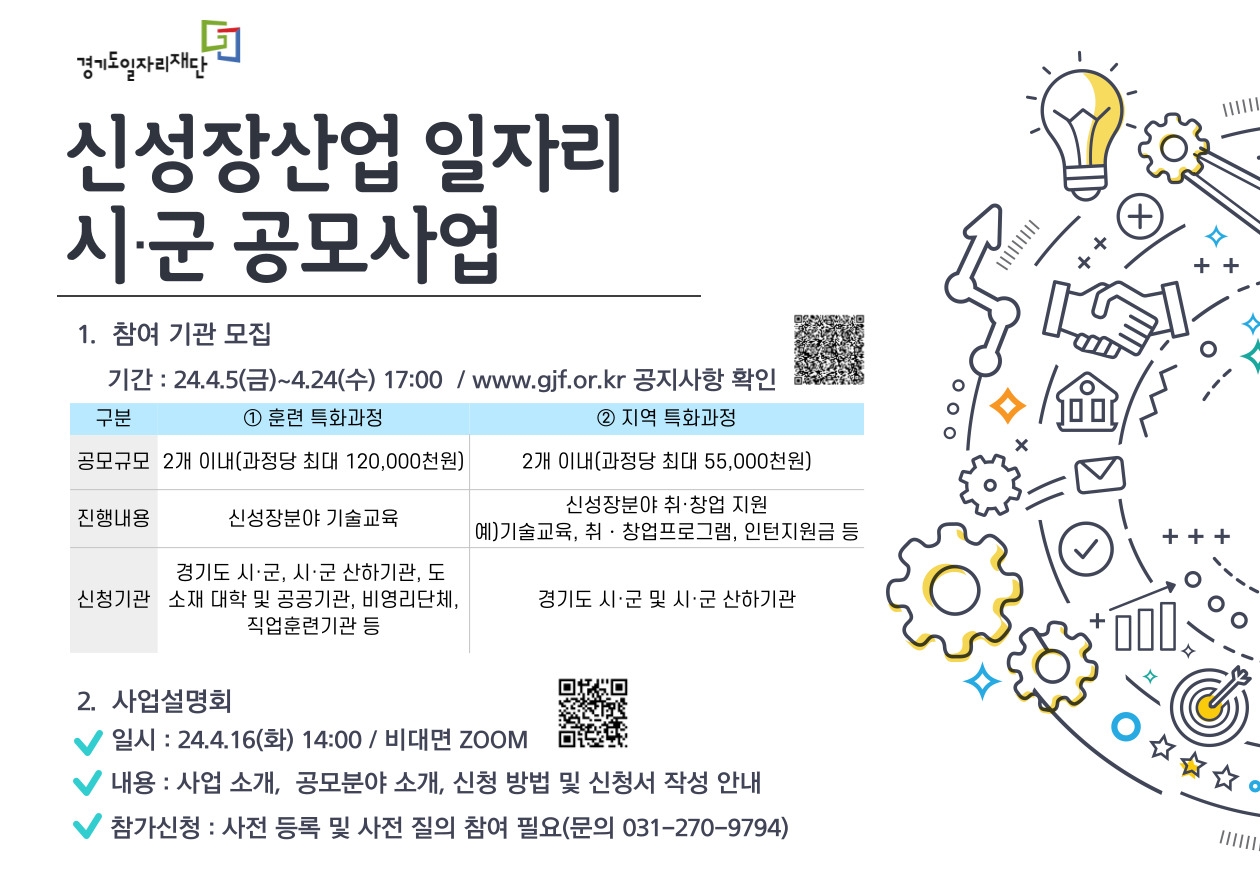 신성장산업 일자리 시군 공모사업 안내