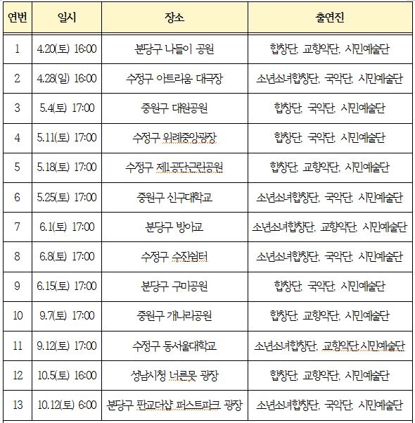 공연 일정표