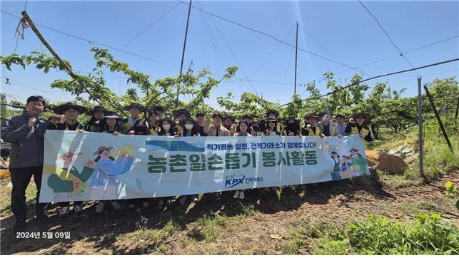 나주시 소재 농가 배솎기를 지원하는 봉사활동 전경. (사진=전력거래소)