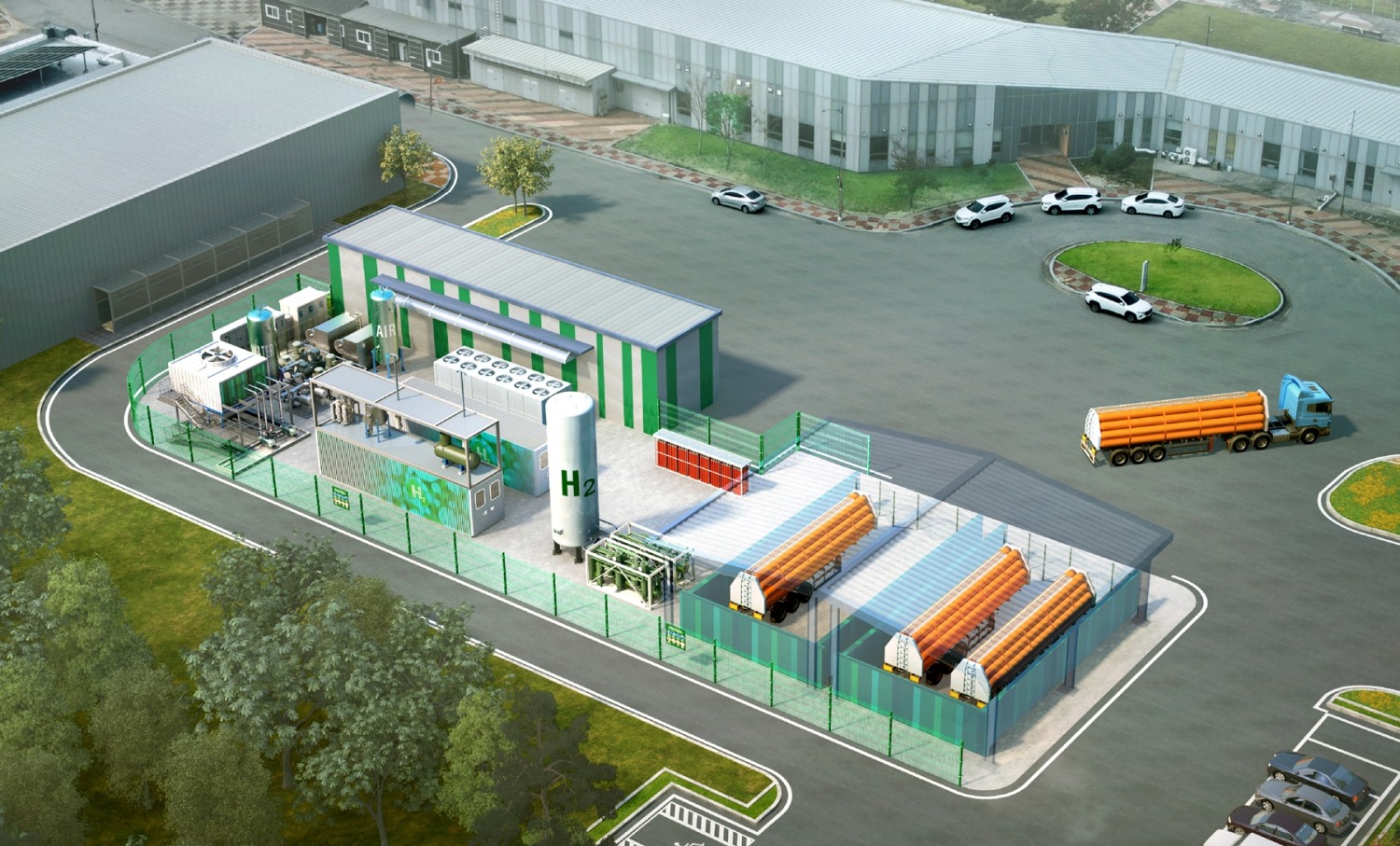 전북 부안 수전해 기반 수소생산기지 조감도.(사진=현대건설)