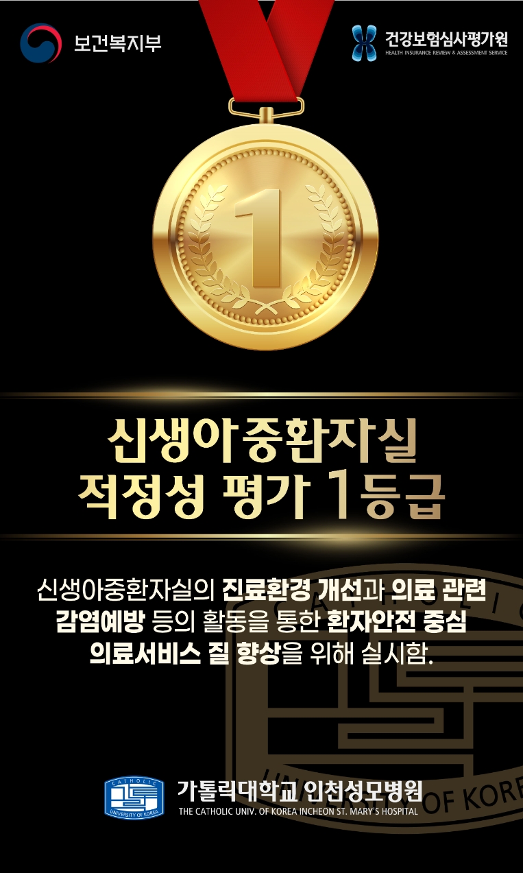 인천성모병원, ‘신생아중환자실 적정성 평가’ 1등급 획득