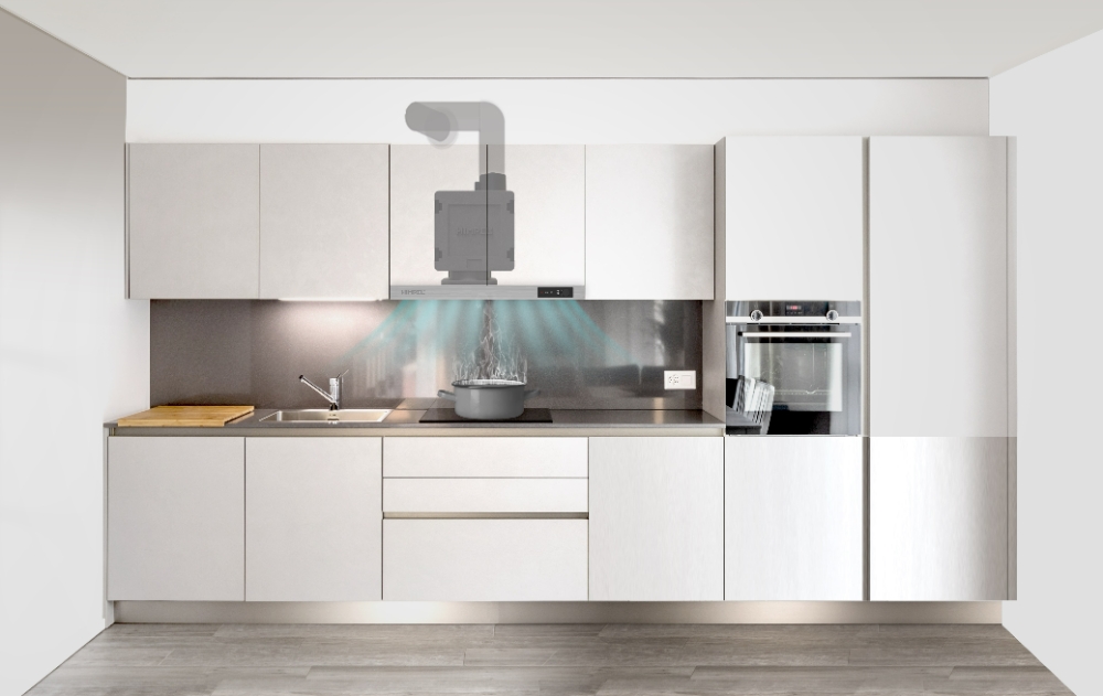 DL이앤씨와 힘펠이 공동 개발한 주방 후드인 ‘디 사일런트 후드(D-Silent Hood)’.(사진=DL이앤씨)