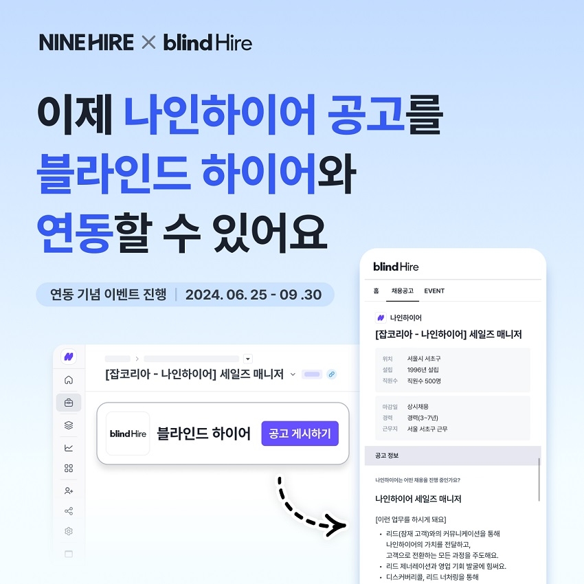 나인하이어, 블라인드 하이어와 채용 공고 연동