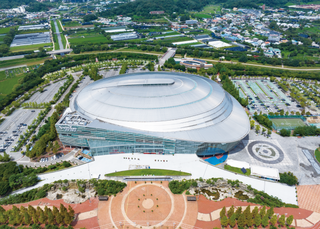 자전거 헬멧을 닮은 광명스피돔 외관.(사진=국민체육진흥공단)