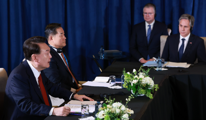 페루에서 열린 아시아태평양경제협력체(APEC) 정상회의에서 현지시간 15일 윤석열 대통령이 발언하고 있다. 사진=연합뉴스