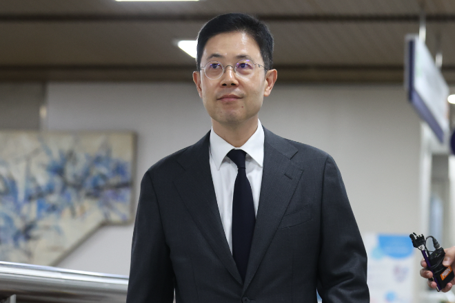 법정 향하는 손준성 검사.(사진=연합뉴스)