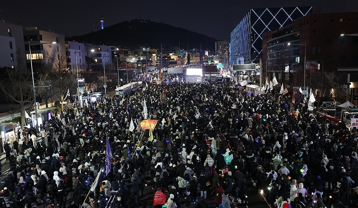 관저 앞에서 열린 윤석열 대통령 체포 촉구 집회(사진=연합뉴스)