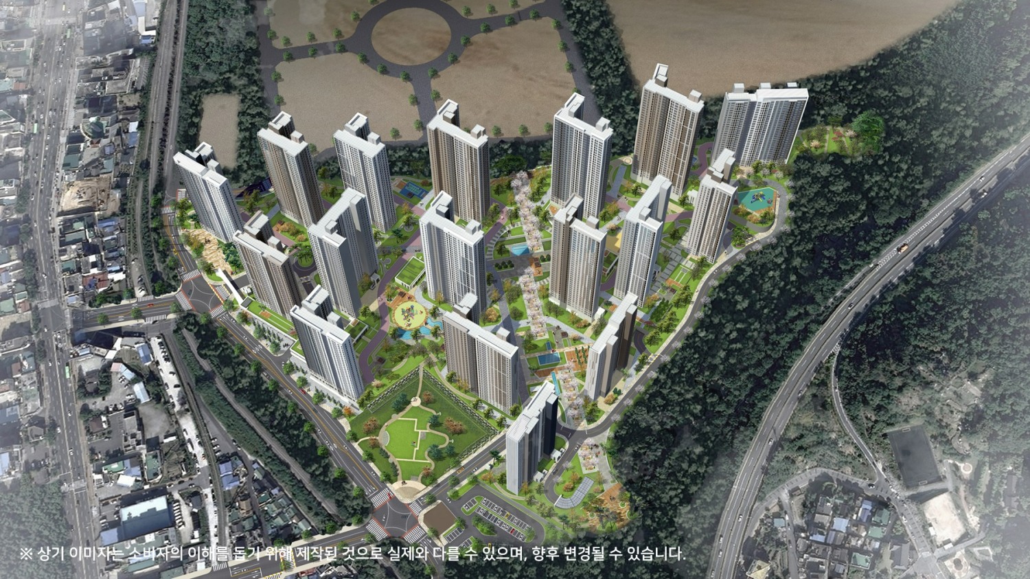 창원 메가시티 자이&위브 조감도.(사진=두산건설)