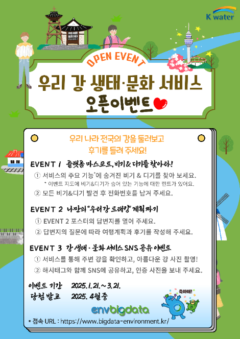 수자원공사, 국내 최초 ‘우리 강(江) 생태·문화자원 분석 서비스’ 오픈