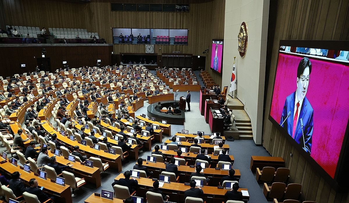 권성동 원내대표 교섭단체 대표연설이 진행되는 국회 본회의장(사진=연합뉴스)