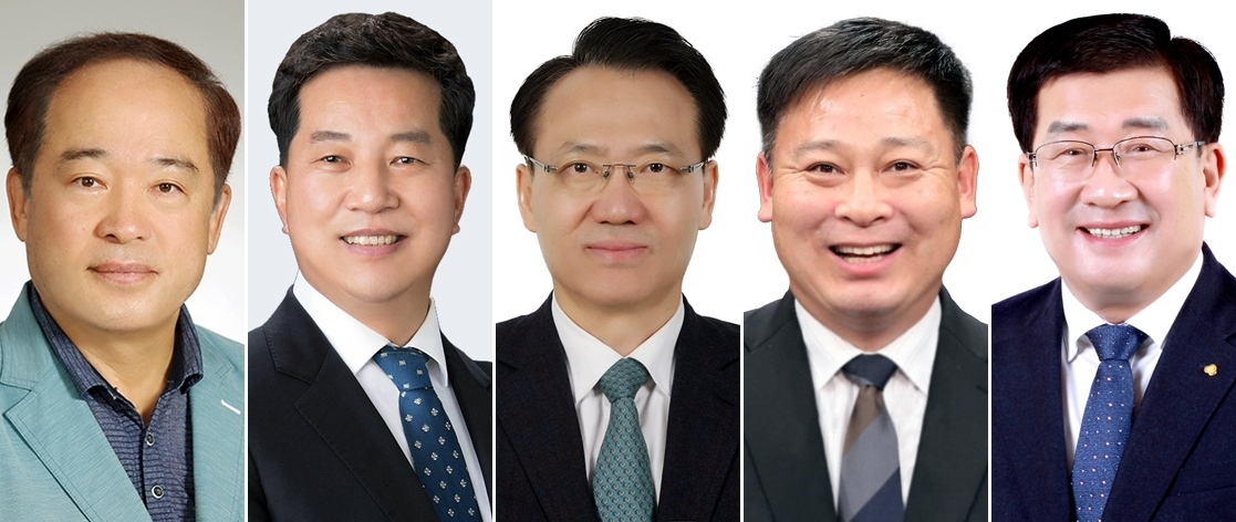 담양군수 재선거에 나선 민주당 김용주·김정오·김종진·이재종·최화삼 예비후보(사진=연합뉴스)