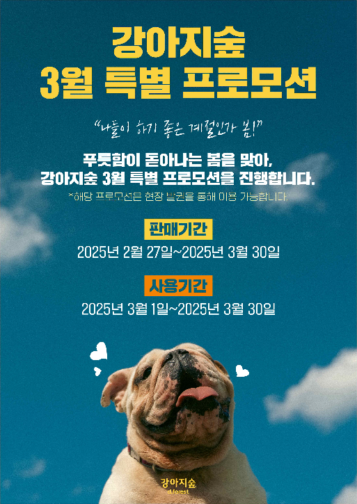 더존비앤씨티 강아지숲, 3월 특별 프로모션 진행