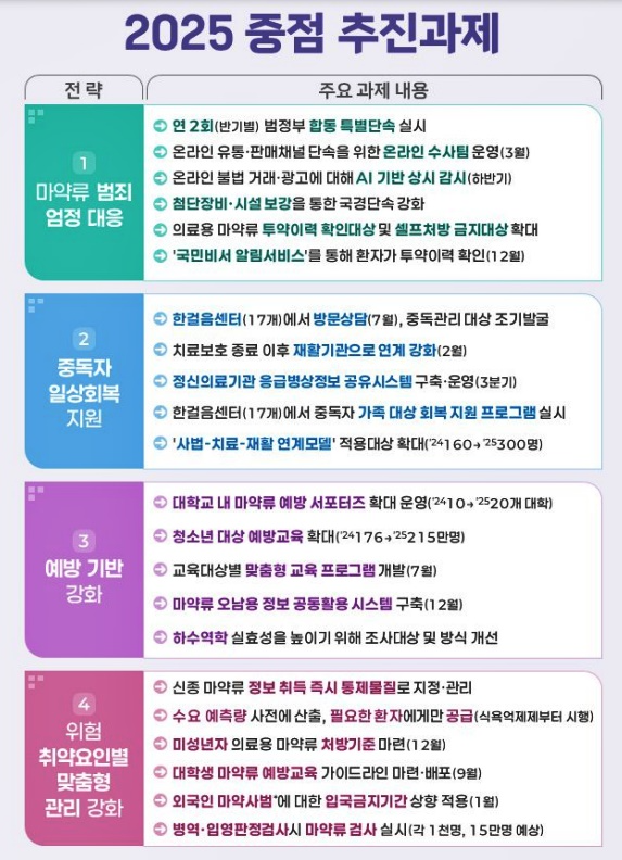 「2025년 마약류 관리 시행계획」 주요내용.(제공=법무부)