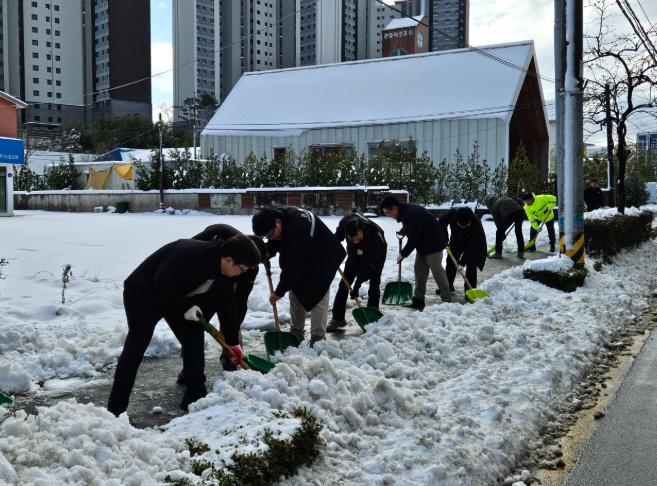 밤사이 내린 눈에도 말끔한 강릉시