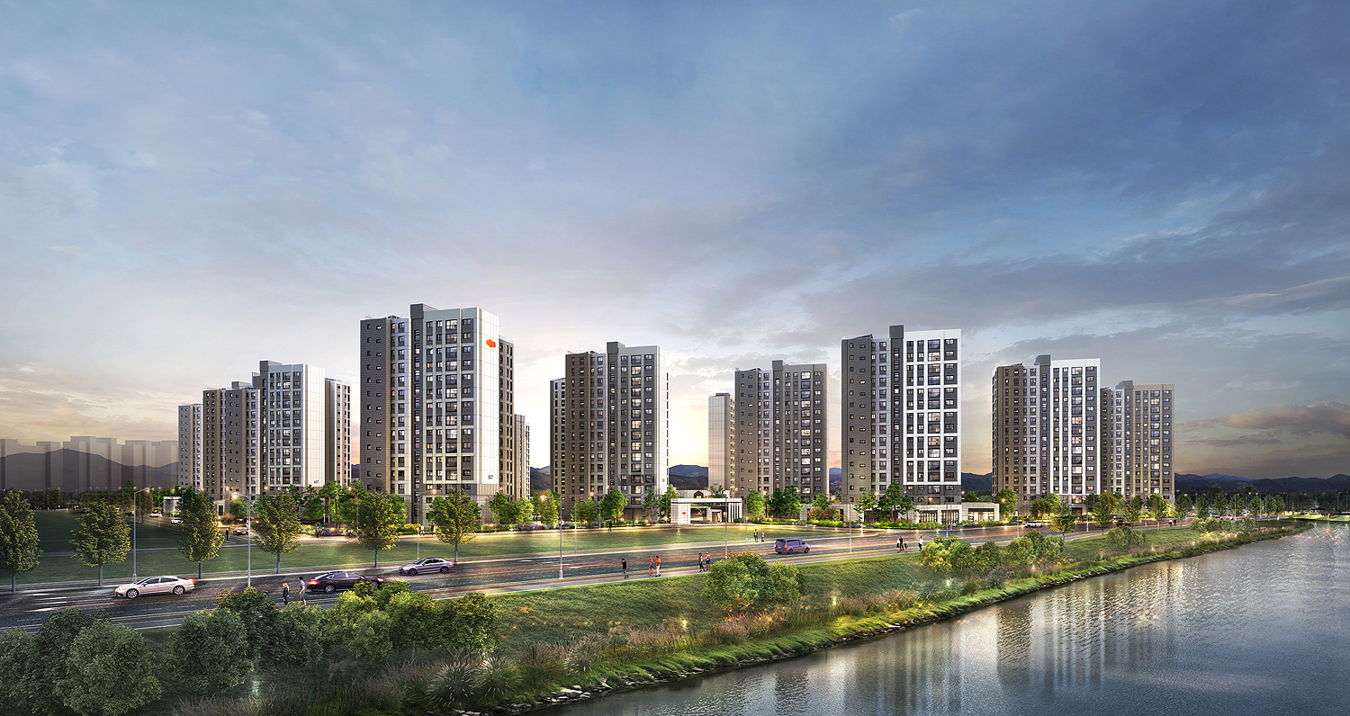 e편한세상 대장 퍼스티움 단지 투시도.(사진=DL이앤씨)