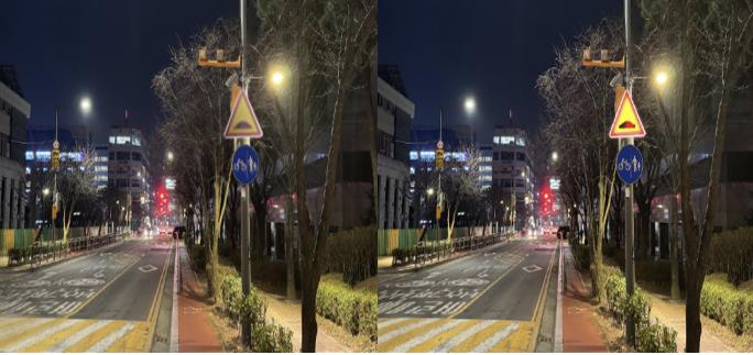 양천구, 어린이보호구역 ‘과속방지턱표지’ LED 교체 전후