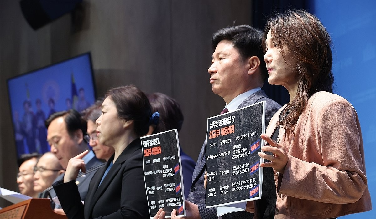 민주당, 심 총장 외교부 채용 특혜 의혹 관련 기자회견(사진=연합뉴스)