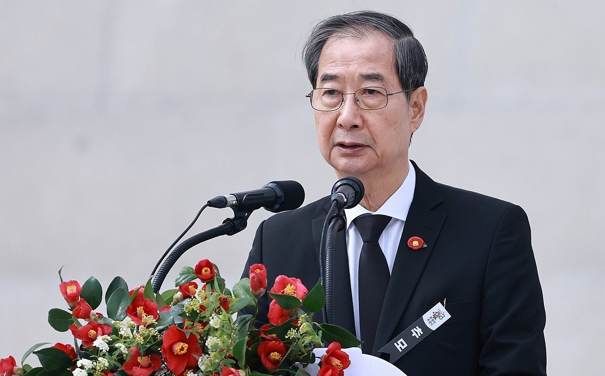 추념사 하는 한덕수 권한대행(사진=연합뉴스)