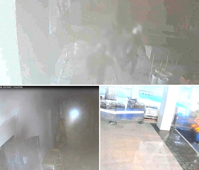 (동영상 캡처 사진위부터 시계방향) 반얀트리 공사현장 PIT실입구(지상1층), 수처리기계실입구(지하1층), 엘리베이터 앞 복도(지상 1층).(제공=부산경찰청)