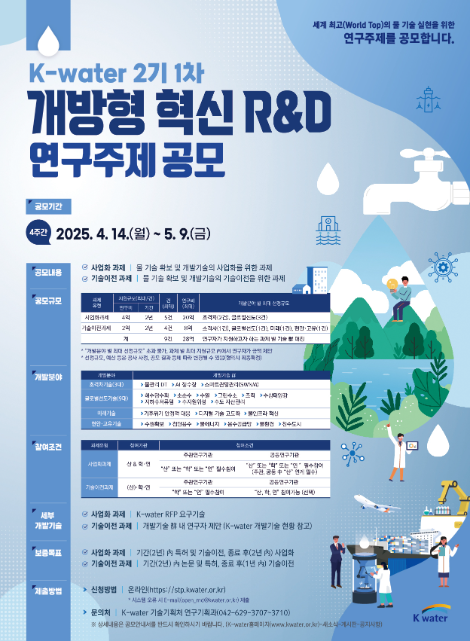 수자원공사, 2025 ‘개방형 혁신 연구개발 과제’ 공모
