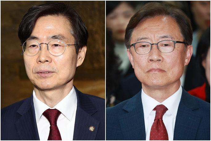 조경태 의원(왼쪽)-최재형 전 의원(사진=연합뉴스)