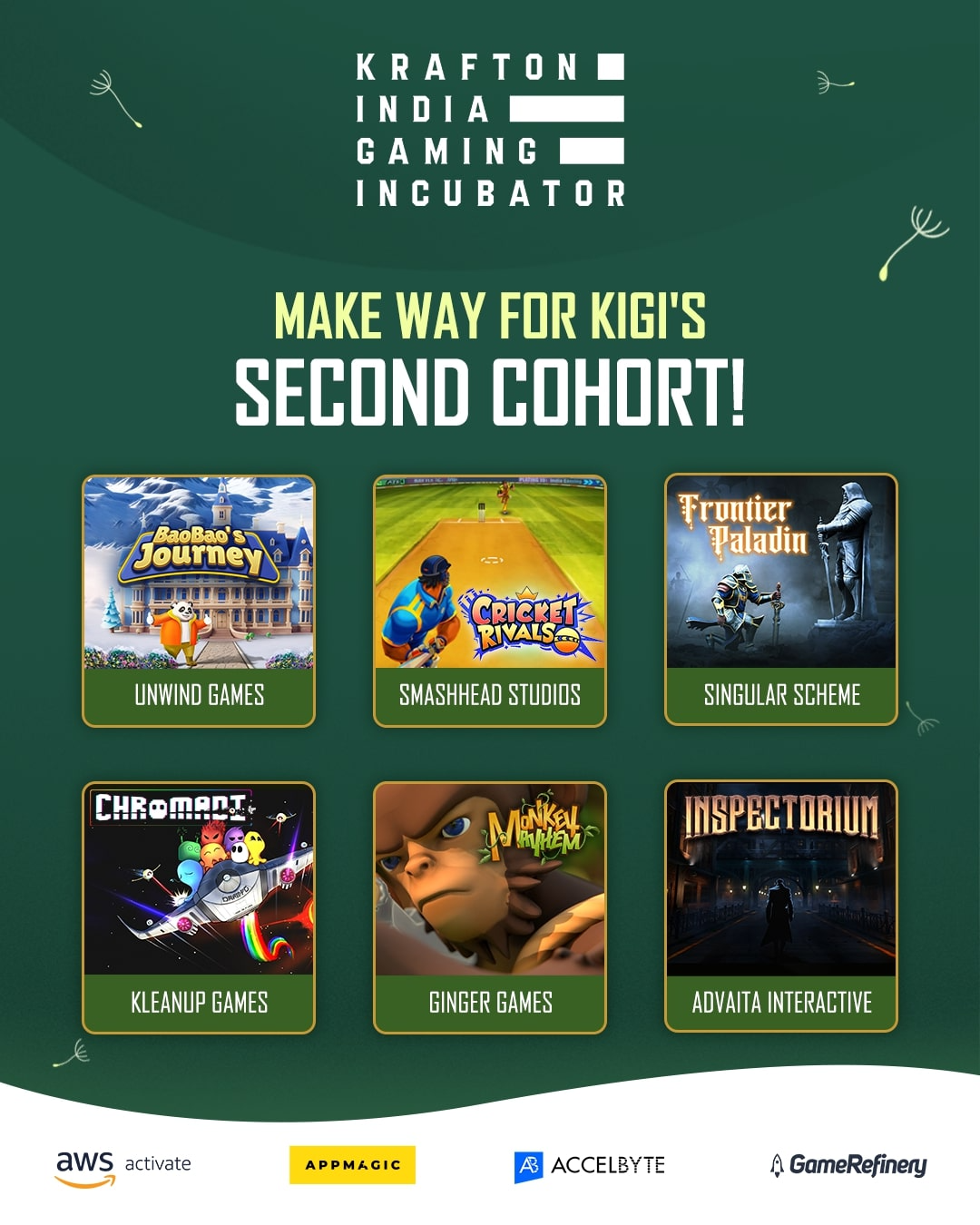 크래프톤, 인도 게이밍 인큐베이터 2기 선정 기업 발표