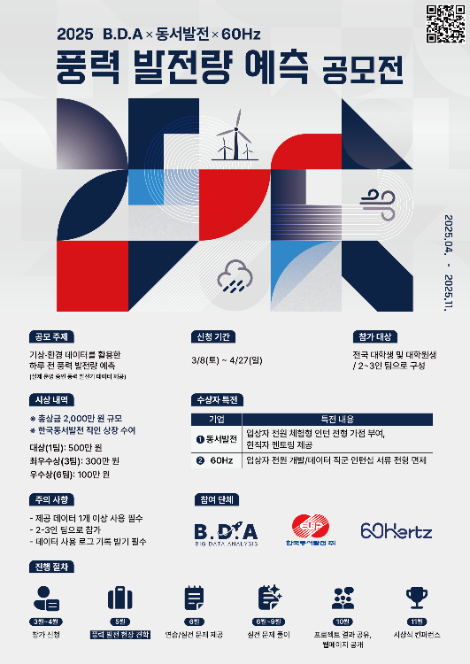 동서발전, 청년인재 발굴 위한 '풍력 발전량 예측 공모전' 개최