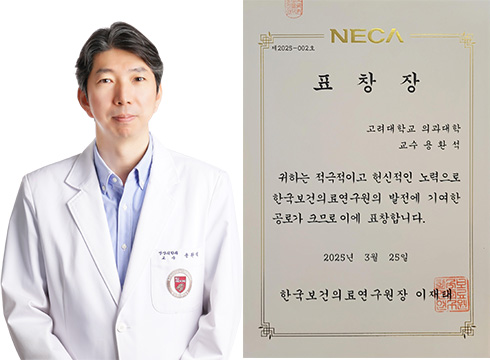 고려대 구로병원 용환석 교수, 한국보건의료연구원장 표창 수상