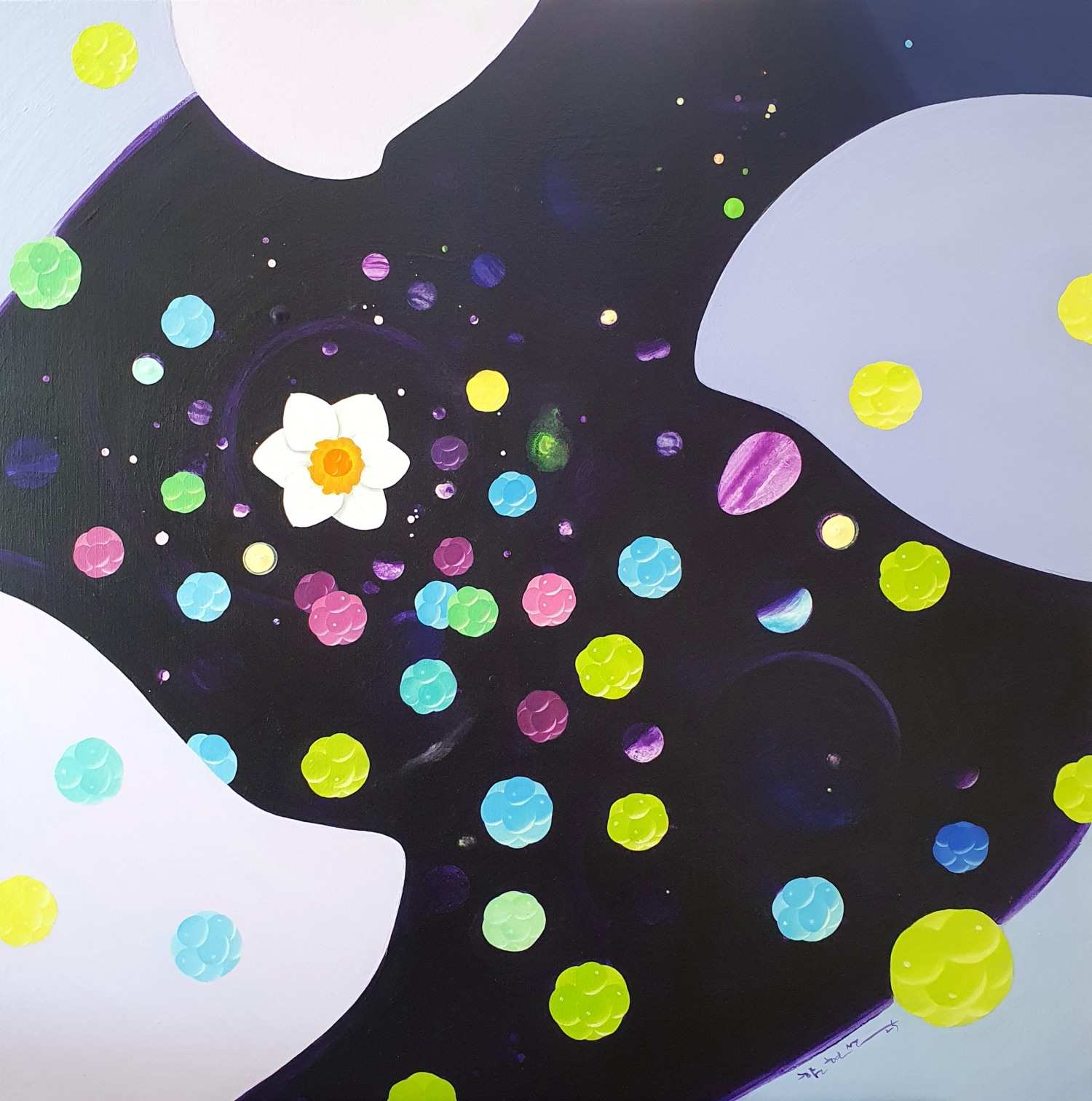 먼저 받은 사랑 2025,Acrylic & oil on linen 80.5×80.5