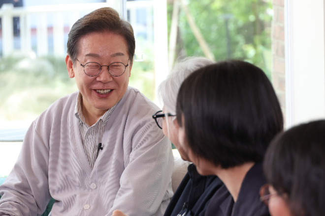 간담회 하는 이재명 후보. (사진=연합뉴스)