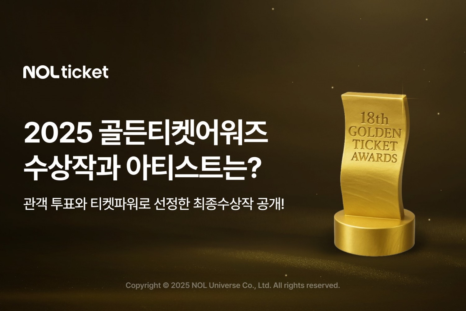 놀유니버스 NOL 티켓, 제18회 골든티켓어워즈의 최종 수상결과 발표