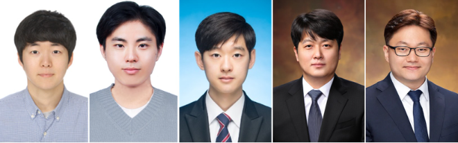 (왼쪽부터) 허덕재 박사, 허지웅 박사과정생, 조현호 박사, 이상민 교수, 김승한 교수. 사진=중앙대