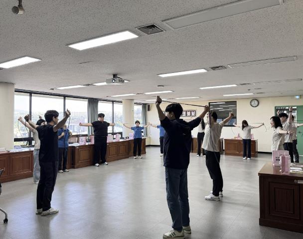 예산운전면허시험장에서 진행된 운동 교육 모습