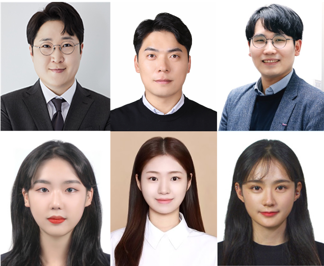 (상단 왼쪽부터) 성균관대 화학과 이원화 교수, 글로벌바이오메디컬공학과박천권 교수, 융합생명공학과 박우람 교수, (하단 왼쪽부터) 성균관대 화학과 이혜진 박사과정생, 김지선 박사과정생, 글로벌바이오메디컬공학과 이나경 박사과정생. 사진=성균관대