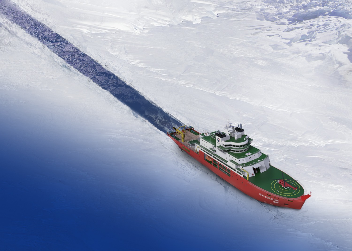 한화오션이 극지연구소에 제안해 우선협상자로 선정된 차세대 쇄빙연구선 조감도.(사진=한화오션)