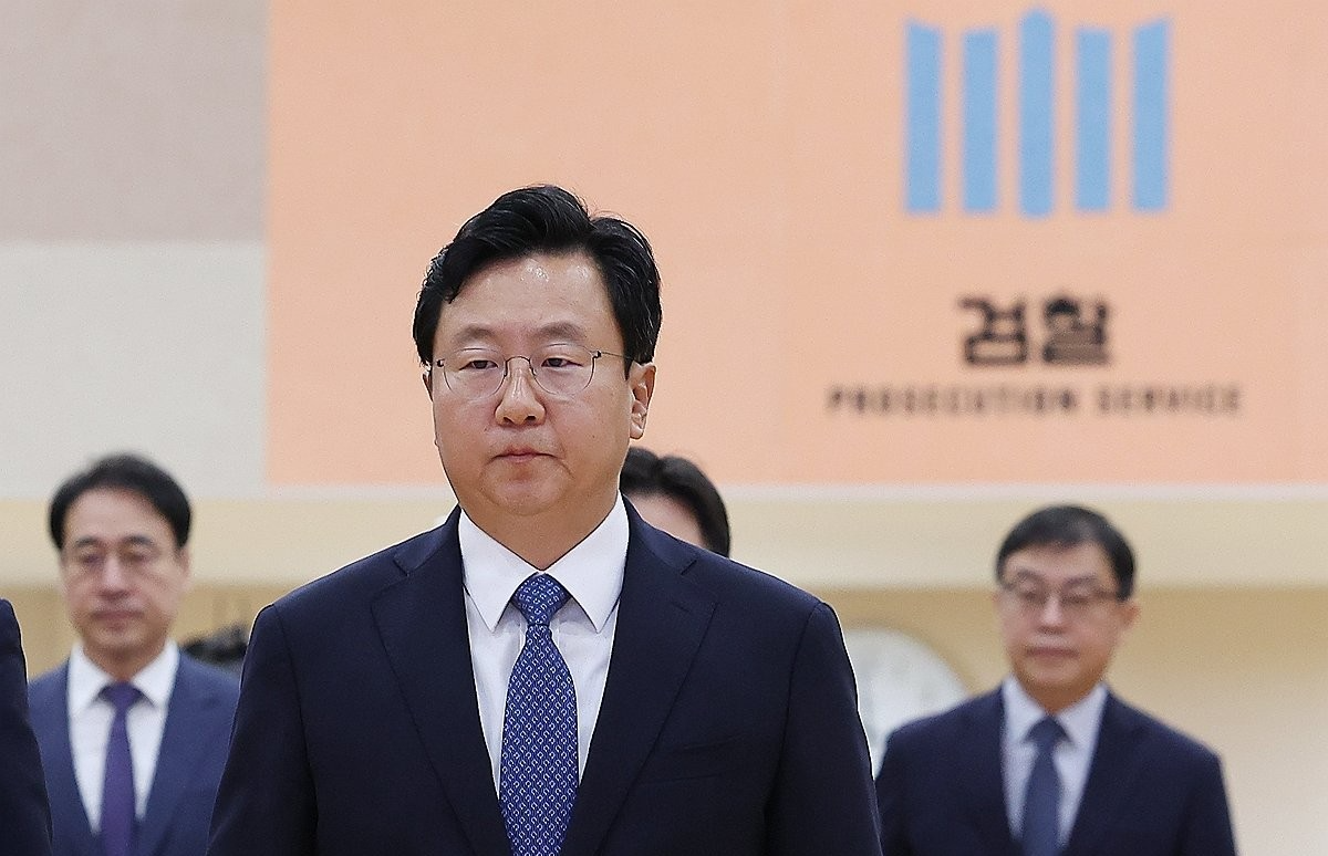 취임식장 들어서는 정진우 신임 중앙지검장(사진=연합뉴스)