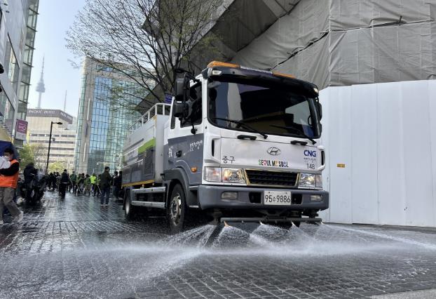 살수차 운영 모습