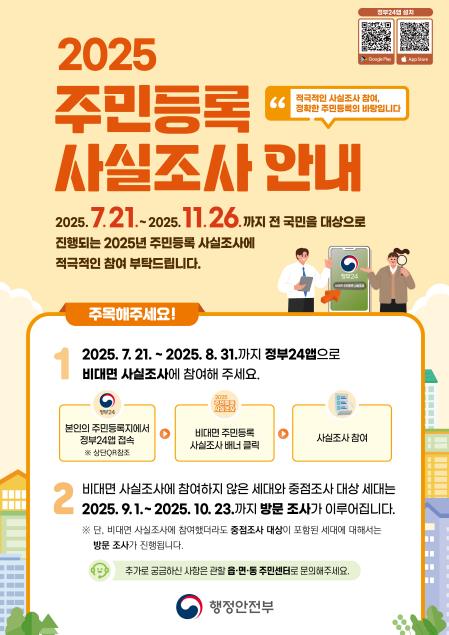 평택시, 2025년 주민등록 사실조사 실시