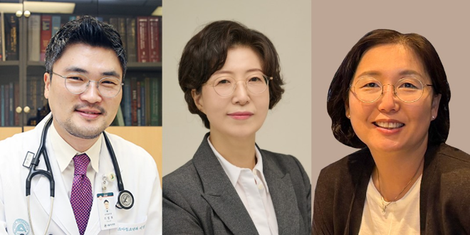 (왼쪽부터) 서울아산병원 의학유전학센터 이범희 교수, 국립보건연구원 박현영 원장 · 박미현 박사. 사진=서울아산병원