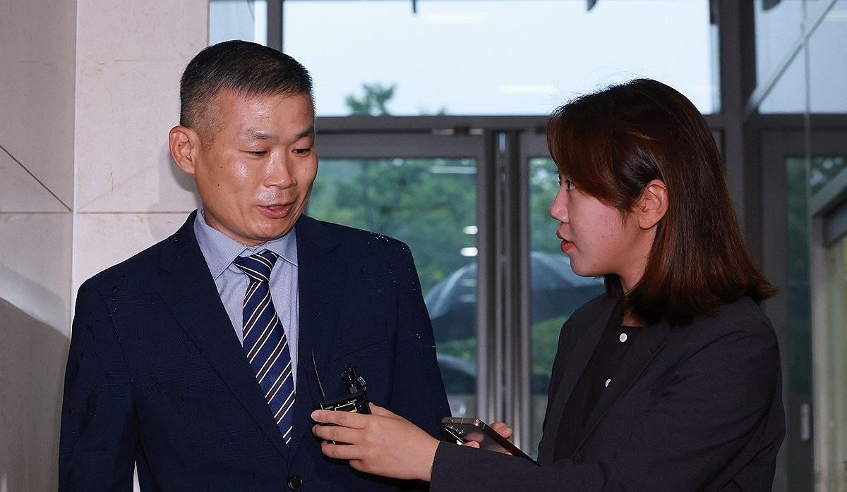 해병특검 출석하는 김동혁 전 국방부 검찰단장(사진=연합뉴스)