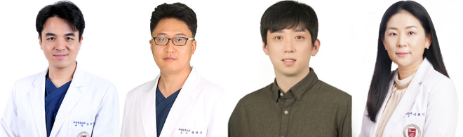 (왼쪽부터) 고려대 구로병원 대장항문외과 강상희·봉준우 교수, 고려대 의과대학 의료정보학교실 정석송·이화민 교수. 사진=고려대 구로병원