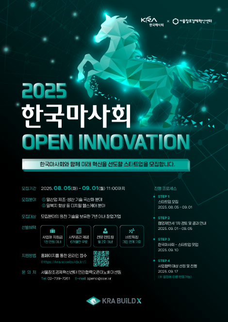 한국마사회, 오는 9월 1일까지 말산업 기술혁신 선도할 스타트업 모집